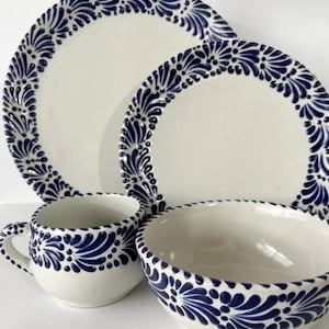 Tradicional talavera dinnerware, handmade stoneware, talavera pottery, elegant dinnerware for Christmas, home decor, vajilla talavera