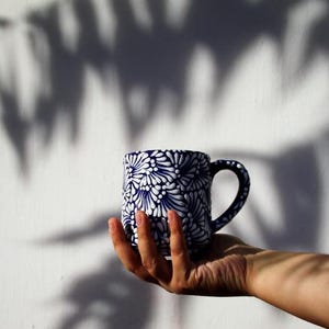 Talavera mug, Mexican Mug, Authentic Mexican Mug, blue ceramic mug, Mexican Talavera Coffee mug, blue talavera, Talavera Coffee Mug,