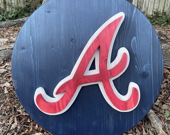 Atlanta Braves FEITO SOB ENCOMENDA Arte de parede de madeira