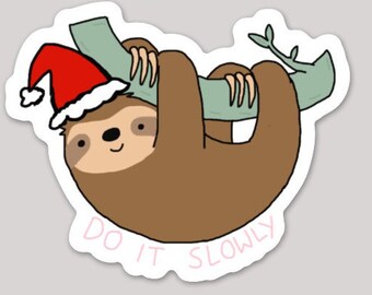 Santa Hat Sloth Sticker