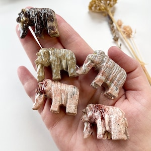 One (1)Pocket Pet Woolly Mammoth Crystal Animal Carving, Soapstone Elephant, Christmas Cracker Crystal, Best Friend Gifts, Birthday Gifts