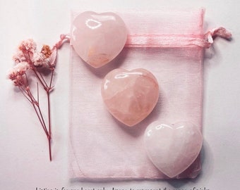 One (1) Rose Quartz Heart Gift, Rose Quartz Bridesmaid gift, Rose Quartz Crystal Heart, Rose Quartz New Mum/Teacher Gift