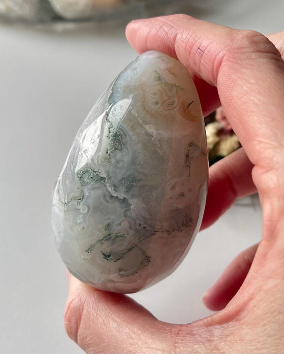 Green Moss Agate Crystal Egg: Spiritual Decor, Fertility Symbol