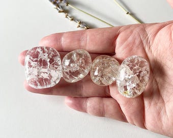 Crackle Quartz Crystal Tumble, Fire and Ice Quartz