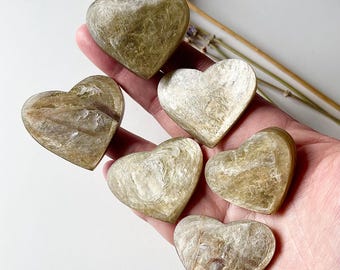 Golden Mica Crystal Heart, Layered Muscovite, Spiritual Gift