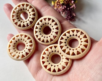 Wooden Mandala Sphere Stand: Sunflower Crystal Ball Holder