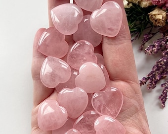 One (1) Small Rose Quartz Heart Gift, Rose Quartz Bridesmaid gift, Rose Quartz Crystal Heart, Rose Quartz New Mum/Teacher Gift