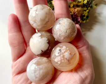 Flower Agate Sphere, Blossom Agate Crystal Ball, Home Decor