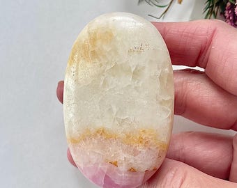 Piedra de palma de cristal de aragonita rosa, auténtica piedra antiestrés de cristal raro, regalos espirituales, ayuda para la meditación, regalo de cumpleaños