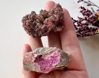 Raw Pink Cobalto Calcite Crystal, Botryoidal Salrose Specimen, Congo