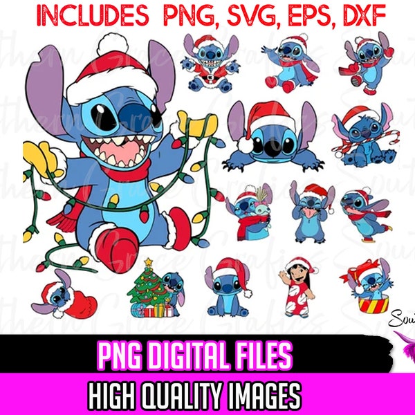 Stich schneiden Dateien|Stitch Cricut Dateien|Svg Bundle| Weihnachten Bundle Cricut SVG Files|Weihnachtsfreunde, Merry Christmas Png| SVG-Dateien