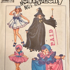 Simplicity 8834 Uncut Girls Clown Baby Doll Witch Sailor Costumes Sz10-12