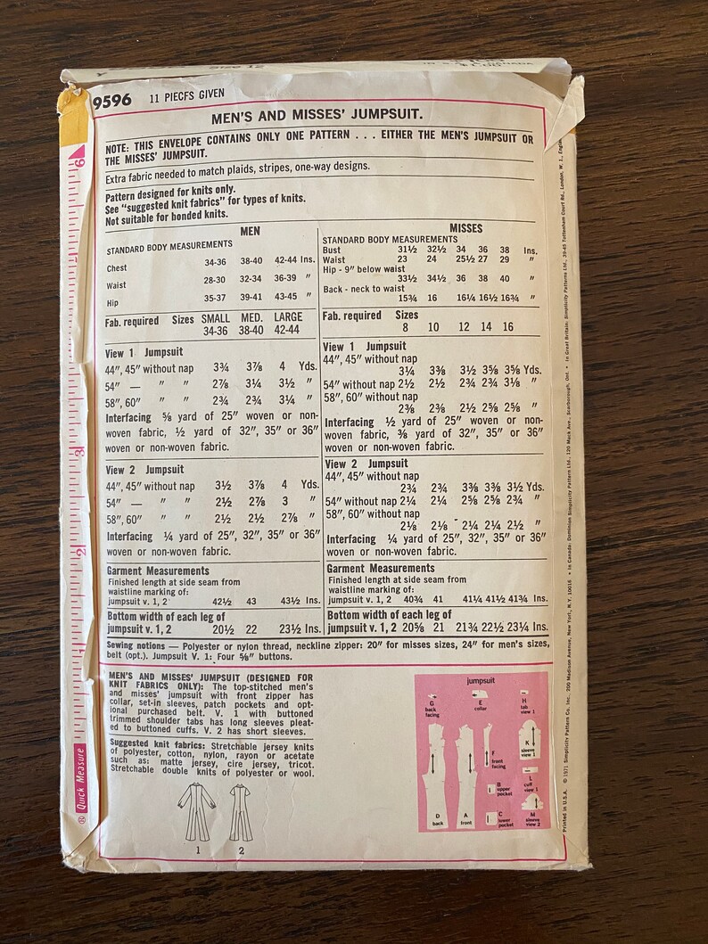 Simplicity 9596 Misses Jumpsuit