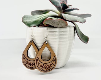 Teardrop Crescent Moon Earrings