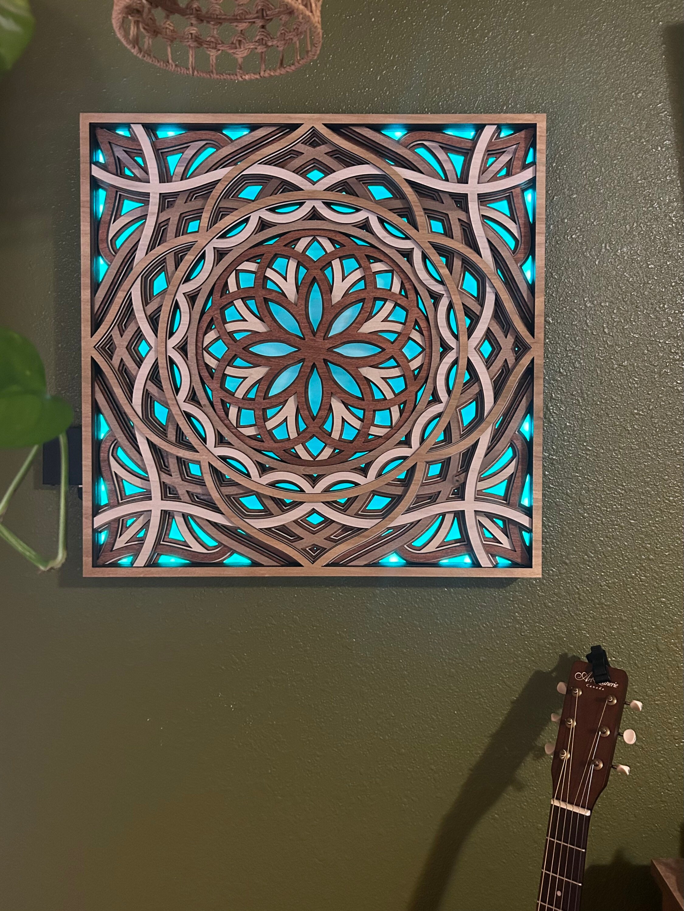 Mosaic Wall Art Zen Decor LED Light Multilayer Art - Etsy