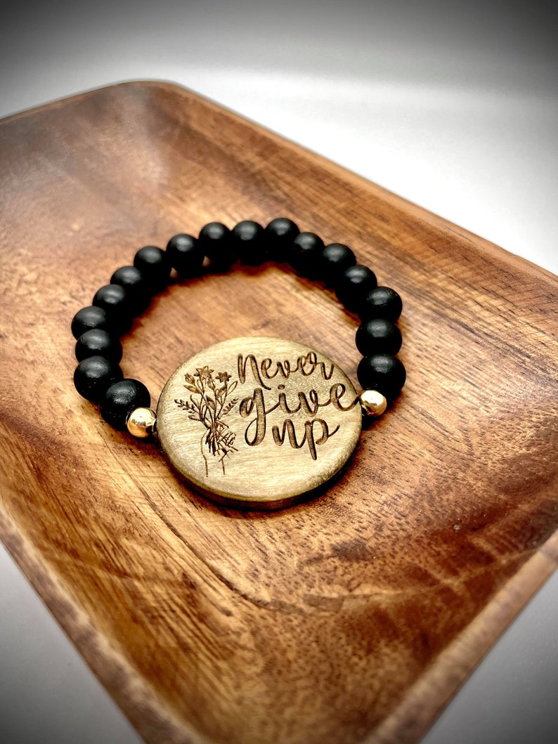 Positive Affirmation Bracelet Uplifting Wood Bracelet Etsy