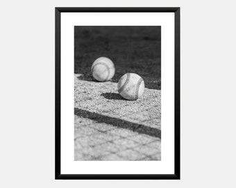 Baseball photograph wall art print for boys room decor Baseball sports printable poster in black and white Digital download