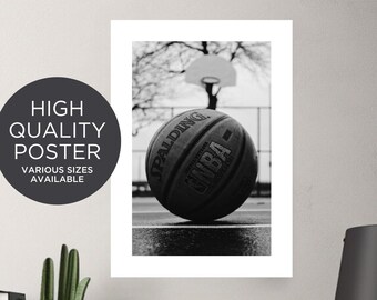 PRINTED Basketball Poster for Teen Kid Room Decor Black & White Sports Print Wall Art for NBA Basketball Fan Physical Printed Poster