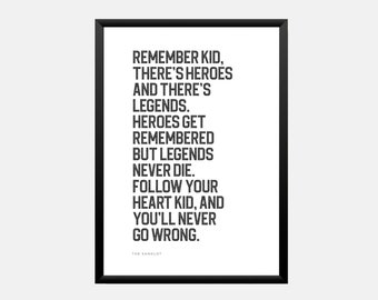 Sandlot quote print out poster for boys room decor - Heroes Get Remembered But Legends Never Die - wall art saying for baseball fans bedroom