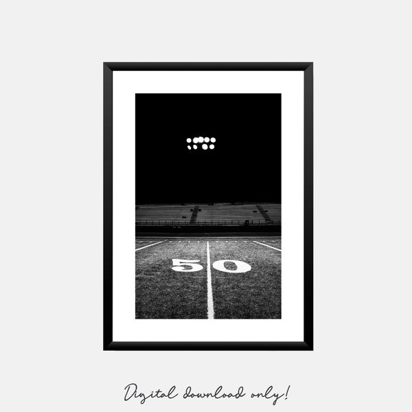 Football Field + Stadium Wall Art Printable Photograph American Grid Iron Sports Game Image as Print Out Poster for Teen + Games Room Decor