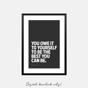 Empowering soccer sports quote in black & white for boys dorm room decor or games room inspirational saying words print out poster for teen