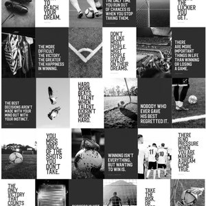 Soccer Wall Collage Art for Teen Dorm Room Football Sports Print Out Photograph with Inspirational Quotes & Sayings 30 PCS 4x6 + 5x7 DIGITAL