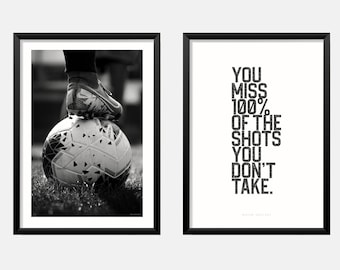 Teen Bedroom Prints Soccer Art for Dorm Set of Football Wall Art Prints Boys Room Decor Football Gifts Black + White Teenage Room Decor