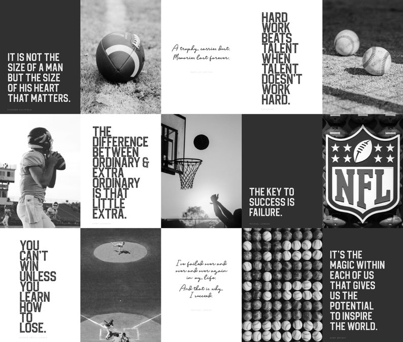 Sports Wall Collage Art for Teen Dorm Room Football Etsy