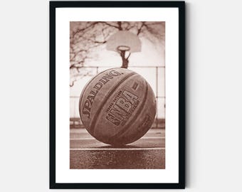 Vintage Basketball Print Retro Basketball Wall Art Sepia Sport Poster Boys Bedroom Teen Basketball Gift Digital Download