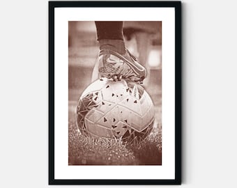 Vintage Soccer Print Retro Football Wall Art Sepia Soccer Ball Poster Boys Bedroom Teen Soccer Gift Digital Download