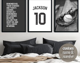 Baseball Senior Night Gift Personalized Name and Number Framed Poster Custom Print for High School Player Keepsake Sports Wall Art Boy Room