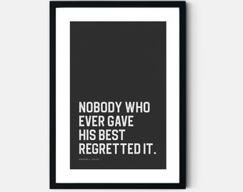 Inspirational Sports Quote Printable Poster in Black & White for Teen Dorm Room Wall Art or Sport Fan Games Room Wall Decor for Teen Athlete