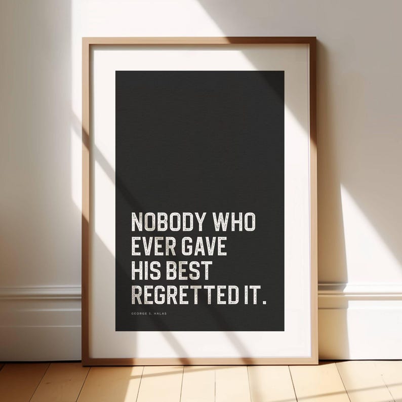 Black and white inspirational sports quote poster printable wall art for teen dorm room decor motivational athlete artwork gift idea