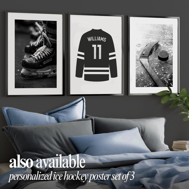personalized ice hockey wall art option also available
