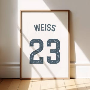 Custom Sport Name Print with Jersey Number for Kid Room Wall Art Personalized Name Sport Number Poster for Baseball and Basketball Players