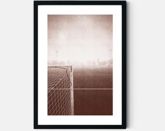 Vintage Soccer Goal Print Retro Football Wall Art Sepia Sport Poster Boys Bedroom Teen Soccer Gift Digital Download