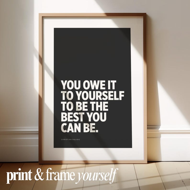 Inspirational soccer artwork printable sports quote posters modern black white wall decor for teen athlete bedroom or study space