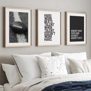 NFL football printable artwork set, motivational sports quote posters for boys’ bedroom or teen athlete wall decoration.