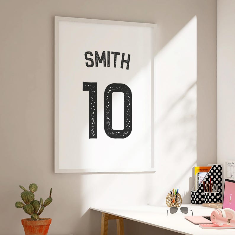 Black and white custom name artwork printable for modern bedroom decoration.