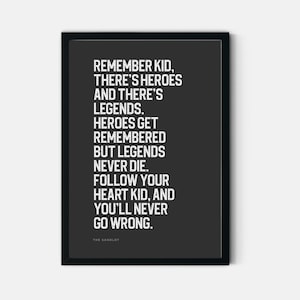 Sandlot Movie Quote Print Out Poster Heroes Get Remembered But Legends Never Die Wall Art Saying Baseball Fans Bedroom Black Background