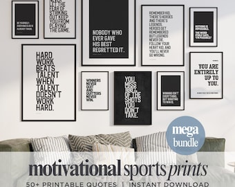 50 Motivational Sport Prints for Athletes Inspirational Wall Art for Teen Boys Printable Sports Quotes Decor for Bedroom, Gym or Locker Room