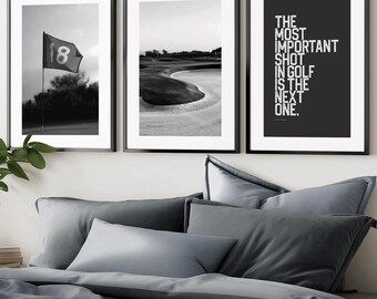 Golf Gift Wall Art Set of 3 Golf Gift Set Golf Prints Black White Golf Posters Golf Office Decor Fathers Day Gift