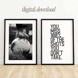 Teen Bedroom Prints Soccer Art for Dorm Set of Football Wall Art Prints Boys Room Decor Football Gifts Black + White Teenage Room Decor