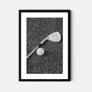 Printable Golf Club Wall Art Print Golf Ball Sports Poster Golf Photograph in Black & White as a Digital Download for Boys Room Decor