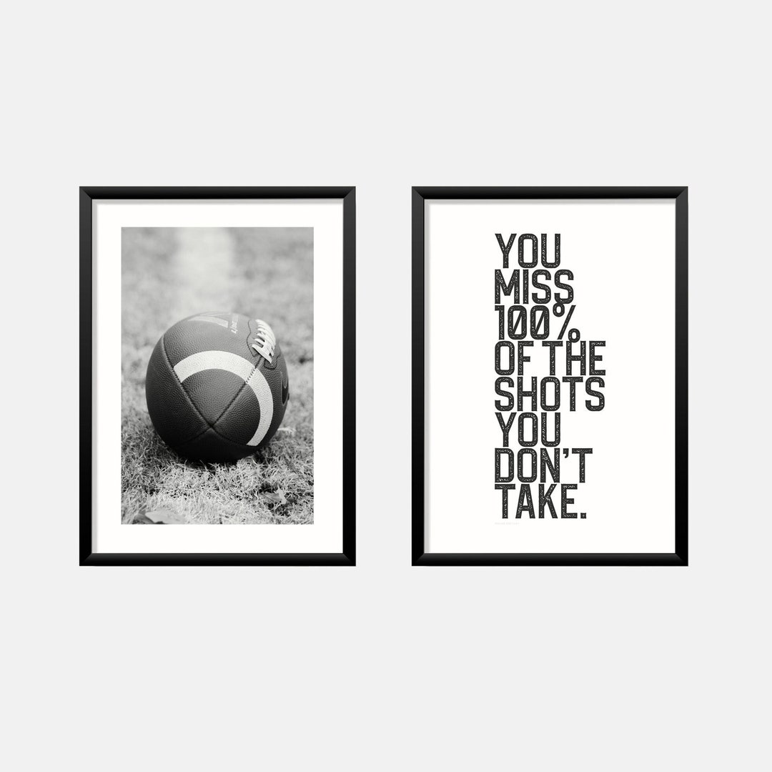 Football Print Set of 2 in Black &amp; White Football Printable Art Sport ...