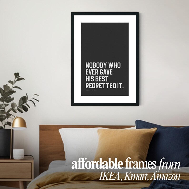 Sport fan wall art motivational quote printable black white poster for game room teen bedroom modern athlete decor inspiration print