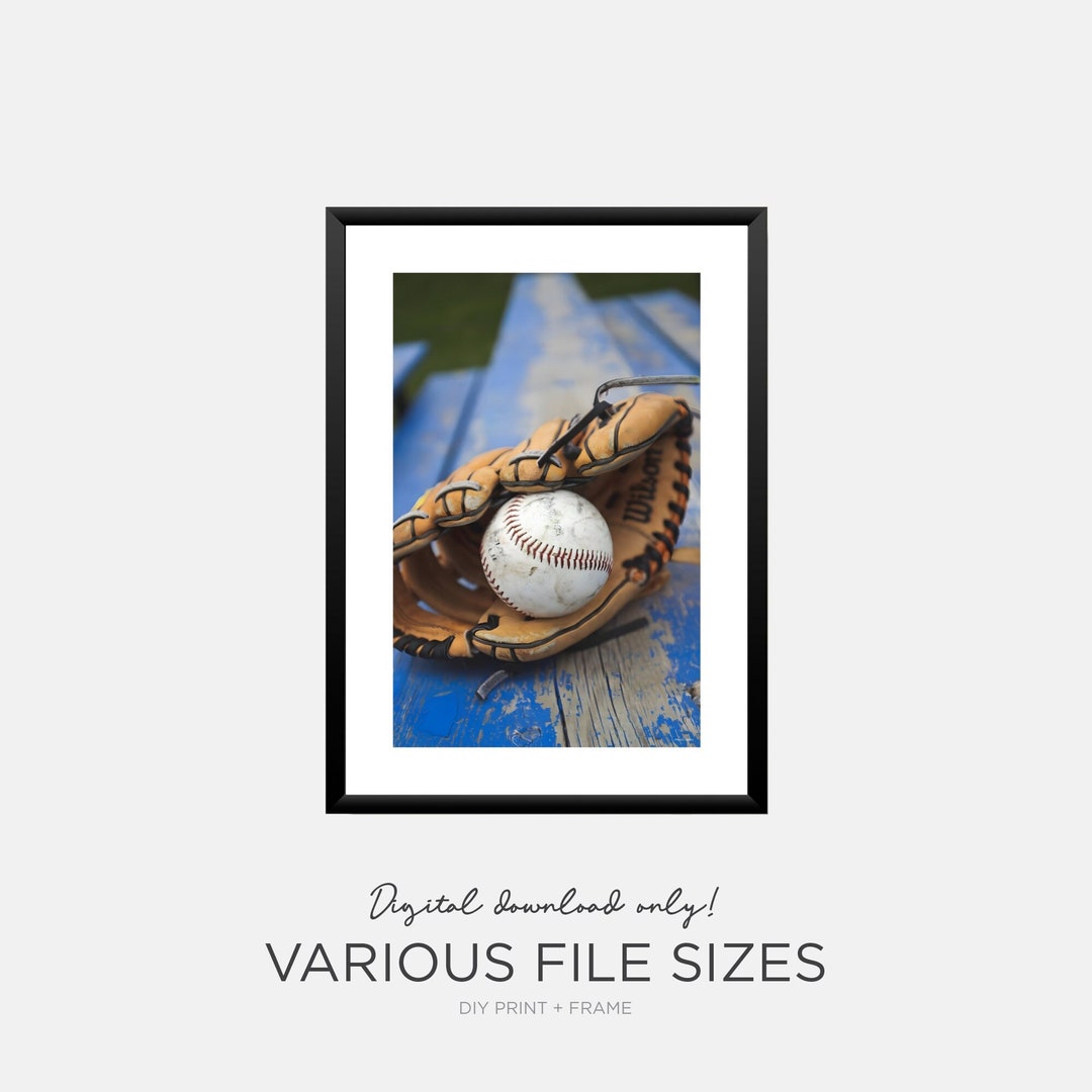 Baseball Glove + Baseball Wall Art Print Out Poster Sports Ball Digital ...