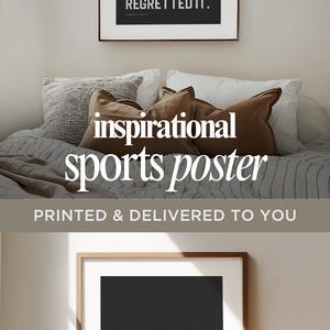Inspirational sports poster with motivational quote, printed and delivered gift-ready wall art for athletes, teens, or sports fans.