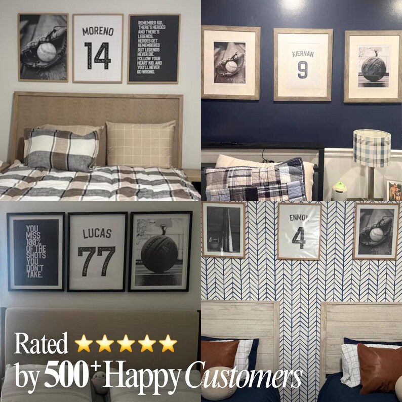 real customer photo teen boy bedroom with hockey wall decor