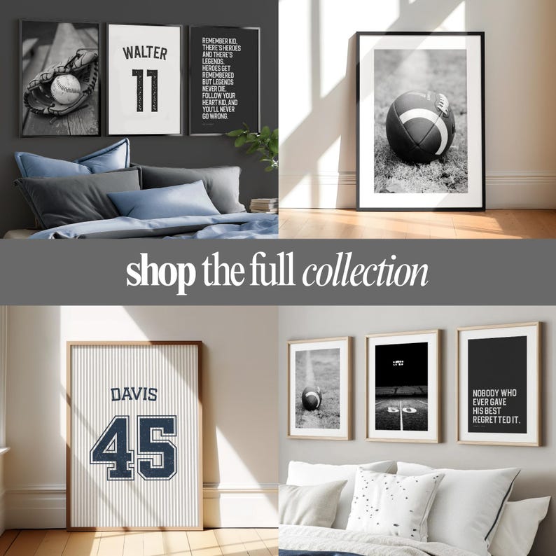 Soccer Poster Set of Art Prints for Boy Room Decor, Football Poster Wall Art Kid Bedroom, Black and White Sport Prints Soccer Gift Idea image 13
